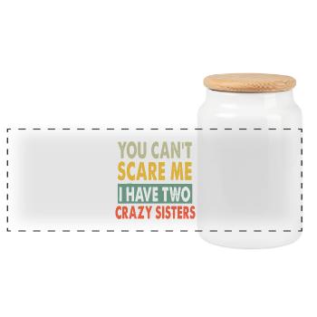 Crazy Sisters You Can’t Scare Me - Panoramic Cookie Jar with Wooden Lid - white - Front