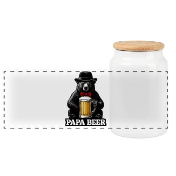 Papa Beer Vater Bär Bier Humor Geschenkidee - Panorama Keksdose mit Holzdeckel - Weiß - Vorne