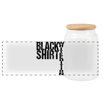 Black Shirt White Edition Lustiger Spruch - Panorama Keksdose mit Holzdeckel - Weiß - Vorne