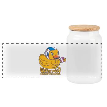 Canard water-polo : dominer ou se noyer - Boîte à biscuits avec couvercle en bois - blanc - Devant