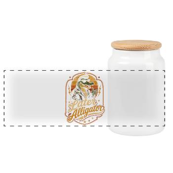 Later Alligator Biker-Alligator - Panorama Keksdose mit Holzdeckel - Weiß - Vorne
