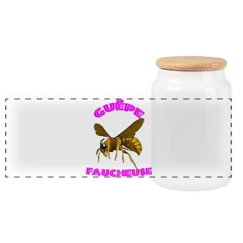 Vector Reaper Wespe – Rosa Bogendesign - Panorama Keksdose mit Holzdeckel - Weiß - Vorne