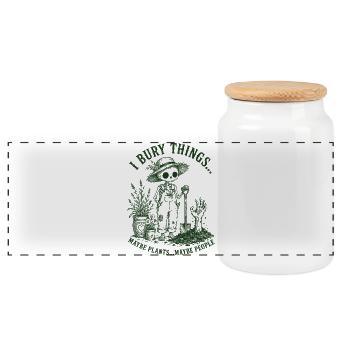 J’enterre des choses, peut-être des squelettes de plantes - Boîte à biscuits avec couvercle en bois - blanc - Devant