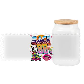 Back to the 80s Neon Pop - Panoramic Cookie Jar with Wooden Lid - white - Front
