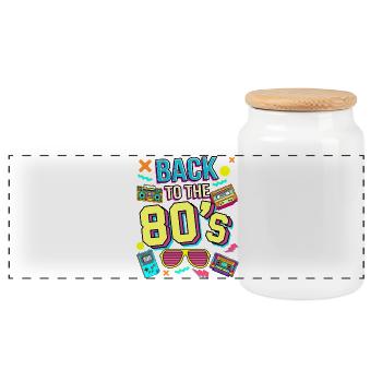 Back to the 80s Neon Retro Motiv - Panorama Keksdose mit Holzdeckel - Weiß - Vorne