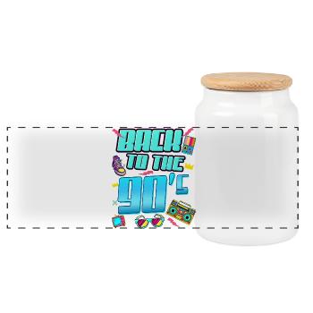 Back to the 90s Neon Retro - Panoramic Cookie Jar with Wooden Lid - white - Front
