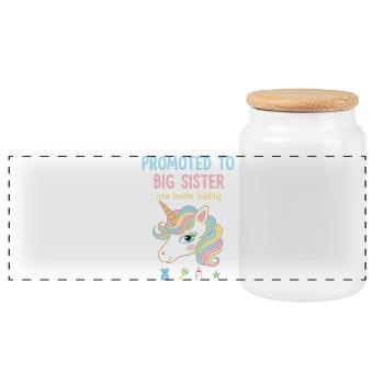 Révélation du sexe Baby Shower Équipe Grandes Sœurs Rose - Boîte à biscuits avec couvercle en bois - blanc - Devant