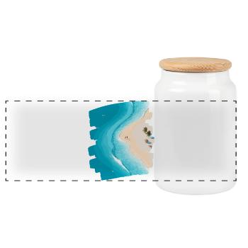 Beach Dream Illustration - Panoramic Cookie Jar with Wooden Lid - white - Front