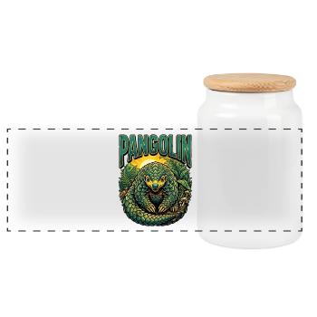 Pangolin Retro Vintage - Panorama Keksdose mit Holzdeckel - Weiß - Vorne
