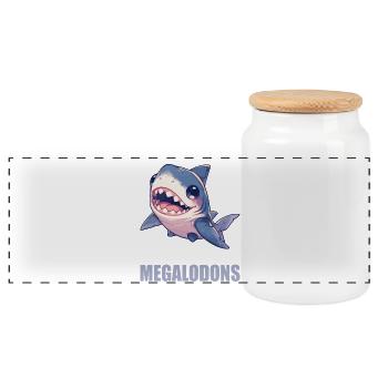 Megalodons Megalodon - Panorama Keksdose mit Holzdeckel - Weiß - Vorne