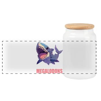 Megalodons Megalodon - Panorama Keksdose mit Holzdeckel - Weiß - Vorne