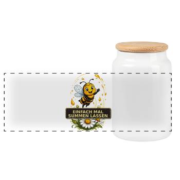 Biene Honig Imker Honigwabe Blumen Wiese Insekt - Panorama Keksdose mit Holzdeckel - Weiß - Vorne