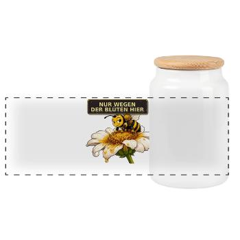 Biene Honig Imker Honigwabe Blumen Wiese Insekt - Panorama Keksdose mit Holzdeckel - Weiß - Vorne