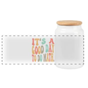 Colorful Retro Math Day Graphic - Panoramic Cookie Jar with Wooden Lid - white - Front