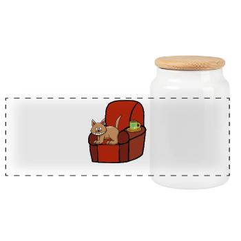 Pause de chats après le travail Drôle de joie - Boîte à biscuits avec couvercle en bois - blanc - Devant