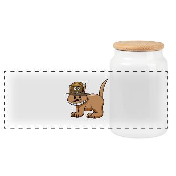 Enfant des enfants au chapeau de chat drôle - Boîte à biscuits avec couvercle en bois - blanc - Devant