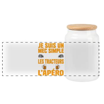 Tracteur Apéro Cadeau Humour Personnalisé - Boîte à biscuits avec couvercle en bois - blanc - Devant