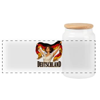 Deutschlandflagge Freiheitsheldin - Panorama Keksdose mit Holzdeckel - Weiß - Vorne