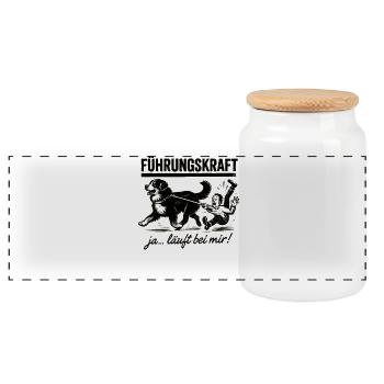 Berner Sennenhund Führungskraft Hundehalter Humor - Panorama Keksdose mit Holzdeckel - Weiß - Vorne