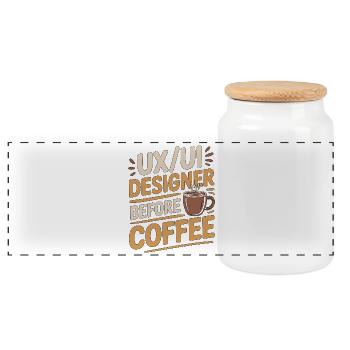 UX/UI Designer Before Web Designer Coffee Lover - Panoramic Cookie Jar with Wooden Lid - white - Front