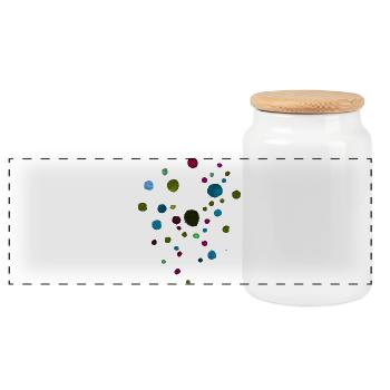 Punkte Muster - Dunkle Farben / Aquarell - Panorama Keksdose mit Holzdeckel - Weiß - Vorne