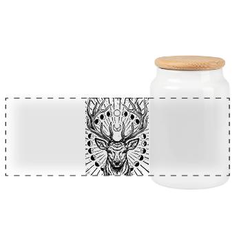 Phases de lune du cerf rouge Bois de cerf Astronomie - Boîte à biscuits avec couvercle en bois - blanc - Devant