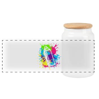 Vivid Spraydose Splash Art - Panorama Keksdose mit Holzdeckel - Weiß - Vorne