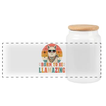 Chemise Born To Be Llamazing - Boîte à biscuits avec couvercle en bois - blanc - Devant
