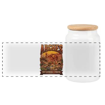 Arches National Park Panorama Utah - Panoramic Cookie Jar with Wooden Lid - white - Front