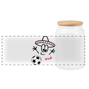 Sombrero Fußball  - Panorama Keksdose mit Holzdeckel - Weiß - Vorne