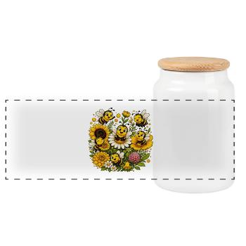 Biene Honig Imker Honigwabe Bienchen Insekt - Panorama Keksdose mit Holzdeckel - Weiß - Vorne