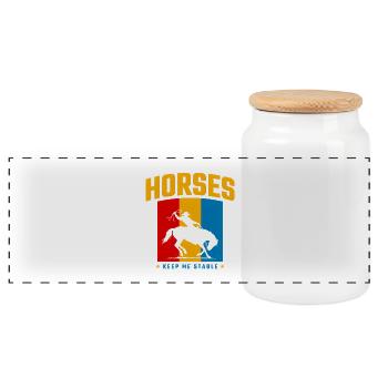 Les chevaux me gardent stable - Rétro de cow-boy - Boîte à biscuits avec couvercle en bois - blanc - Devant