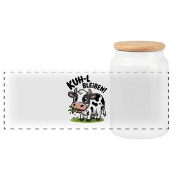  Kuh L Bleiben Lustige Kuh Cartoon Spruch Für - Panorama Keksdose mit Holzdeckel - Weiß - Vorne