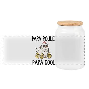 Papa Poule Cool et Poussins Stylés - Boîte à biscuits avec couvercle en bois - blanc - Devant