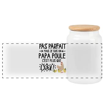 Poulet et poussins pastel - Boîte à biscuits avec couvercle en bois - blanc - Devant