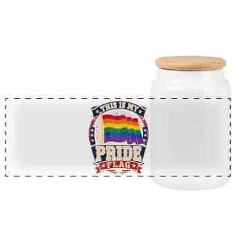 Mein Pride Flaggen-Design - Panorama Keksdose mit Holzdeckel - Weiß - Vorne