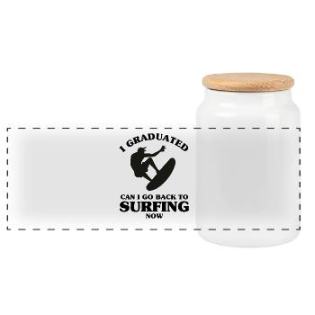 J’ai obtenu mon diplôme Puis-je retourner au surf maintenant - Boîte à biscuits avec couvercle en bois - blanc - Devant