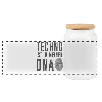 Techno in meiner DNA Festival Party - Panorama Keksdose mit Holzdeckel - Weiß - Vorne