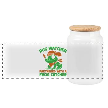 Frog Catcher Bug Watcher Partnered With Catcher - Panorama Keksdose mit Holzdeckel - Weiß - Vorne