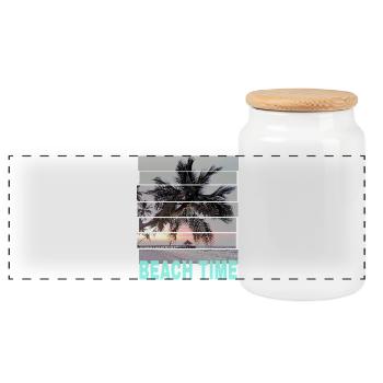 Beach Time with Vintage Beach and Sunset - Panoramic Cookie Jar with Wooden Lid - white - Front