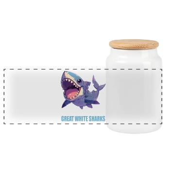 Great White Shark Great White Shark - Panoramic Cookie Jar with Wooden Lid - white - Front