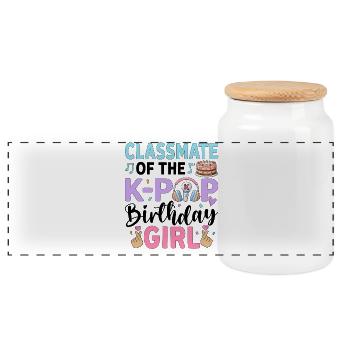 Classmate Of The K-Pop Birthday Girl - Panoramic Cookie Jar with Wooden Lid - white - Front