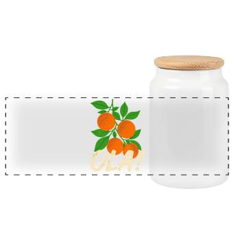 Olá Retro Orange Plants Holiday Greeting - Panoramic Cookie Jar with Wooden Lid - white - Front