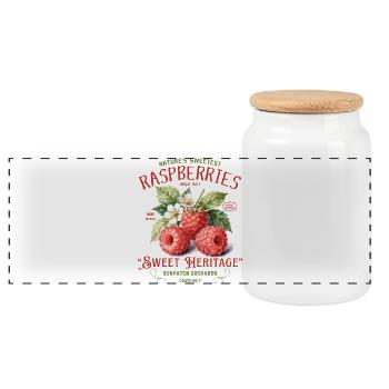 Himbeer-Heritage-Vintage-Obstgarten-Etikett - Panorama Keksdose mit Holzdeckel - Weiß - Vorne