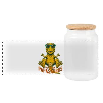 Papasaurus Original T-Rex Lunettes - Boîte à biscuits avec couvercle en bois - blanc - Devant