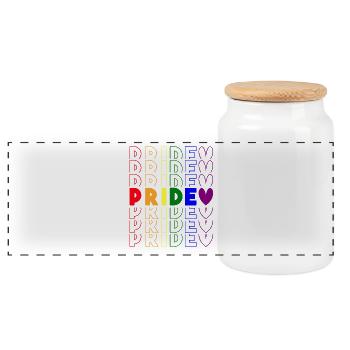 Arc-en-ciel de la Fierté Gay LGBT - Boîte à biscuits avec couvercle en bois - blanc - Devant