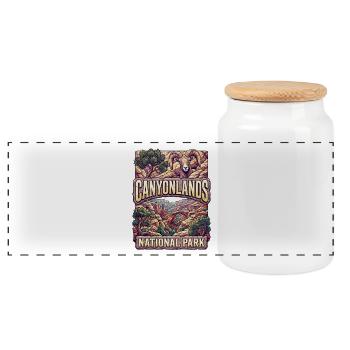 Canyonlands National Park Ram Landscape - Panoramic Cookie Jar with Wooden Lid - white - Front