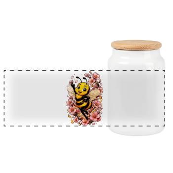 abeille, apiculteur, nid d’abeille, fleurs, insecte des prairies, - Boîte à biscuits avec couvercle en bois - blanc - Devant