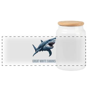 Great White Shark Great White Shark - Panoramic Cookie Jar with Wooden Lid - white - Front