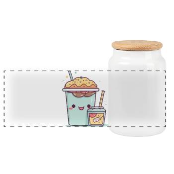 Kawaii Getränk mit Streuseln - Panorama Keksdose mit Holzdeckel - Weiß - Vorne